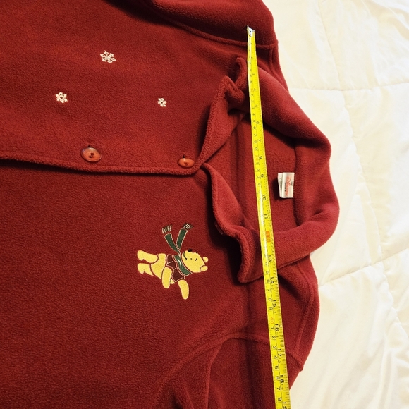 Vtg 90's Disney Store Large Winnie The Pooh Snowflake Fleece Fringe Hem Jacket - Picture 5 of 7